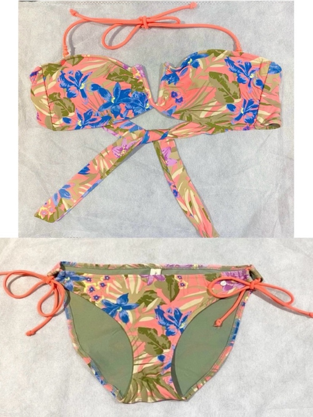 American Eagle Outfitters Floral Bandeau Style Bikini Top & Bikini Bottom - Picture 1 of 10